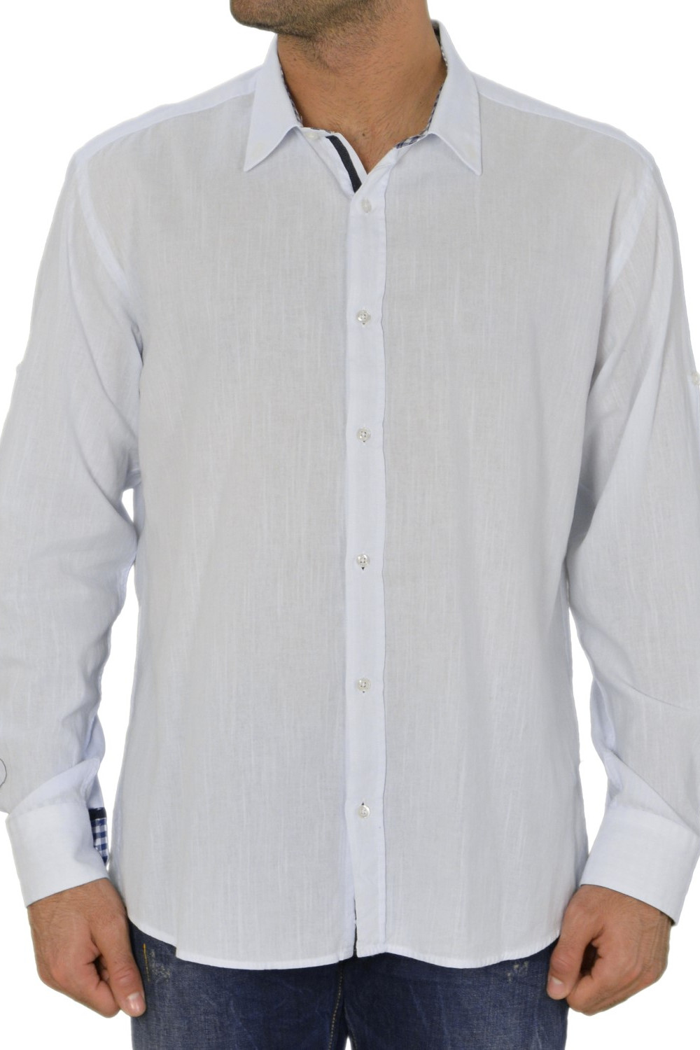 Ανδρικό πουκάμισο Λευκό Βαμβακολινό 89456