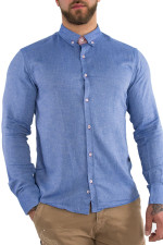 Ανδρικό μπλε πουκάμισο με διχρωμία Slim Fit 20048