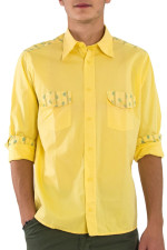 Ανδρικό κίτρινο πουκάμισο με τσέπες STK1042