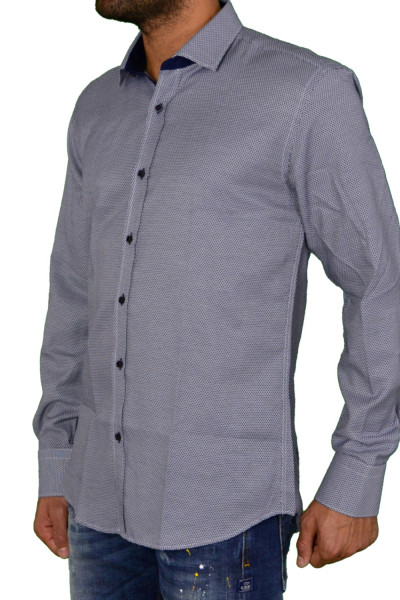 Ανδρικό πουκάμισο μπλε με μικροσχέδια 1183102