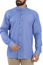Ανδρικό σιελ πουκάμισο με μάο γιακά Firenze 0191120