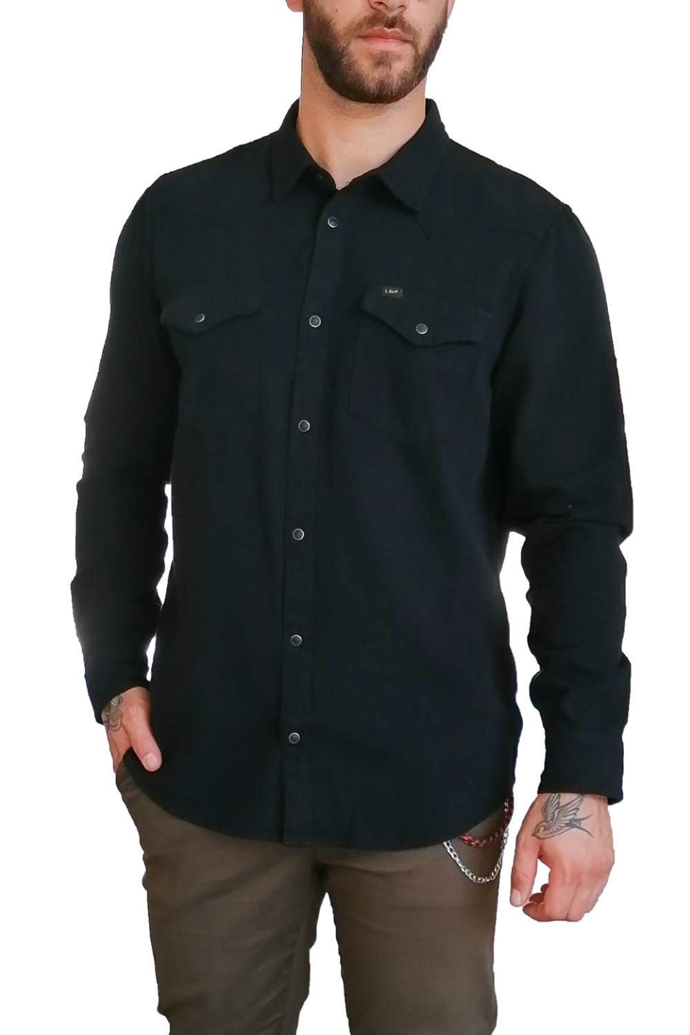 Lee Western Shir ανδρικο μαύρο τζιν μακρυμάνικο πουκάμισο L66WPA01