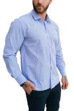 Ανδρικό μπλε πτι καρό πουκάμισο Plus Size 313029