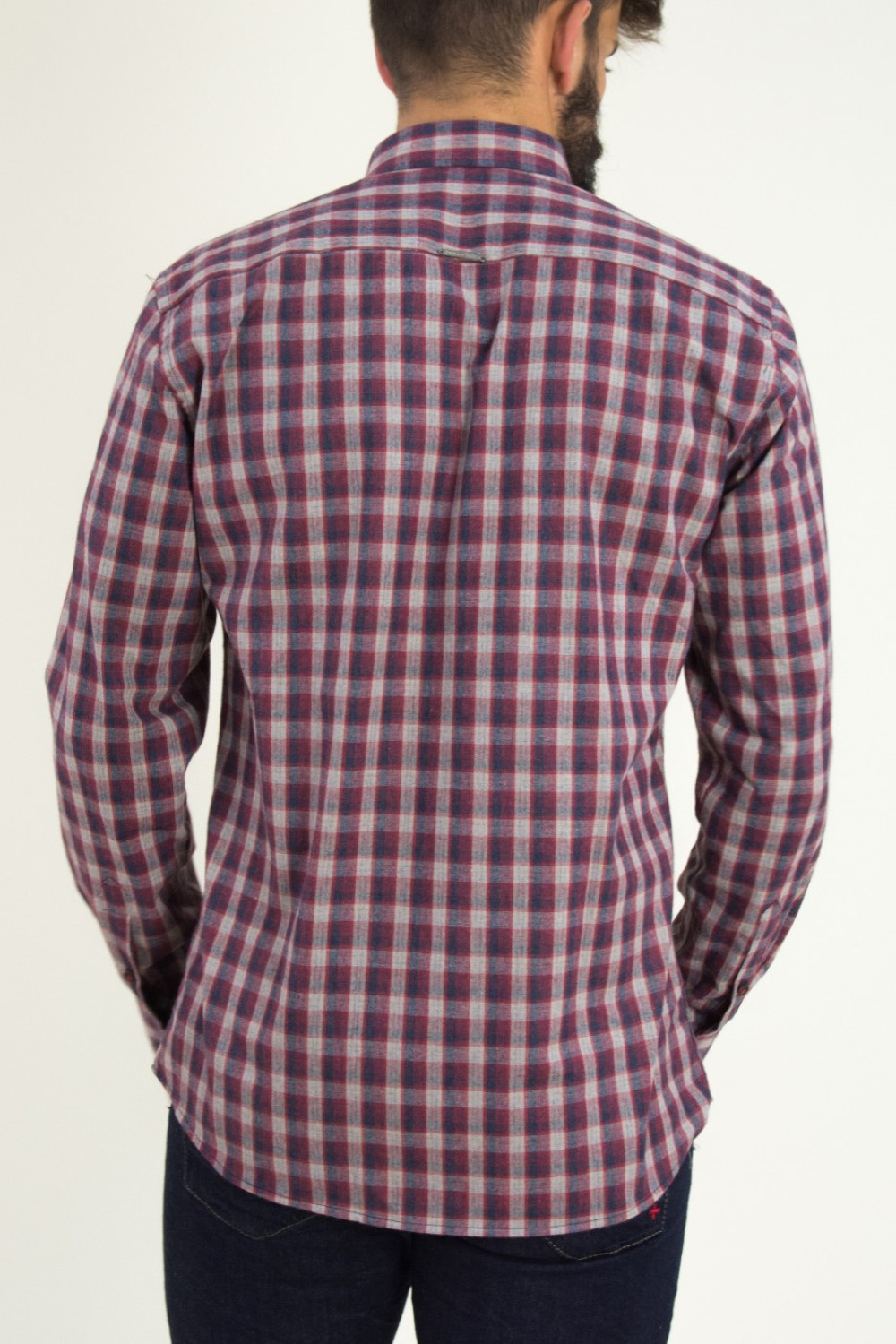 Ανδρικό κόκκινο καρό πουκάμισο με τσεπάκια Ben Tailor 0091