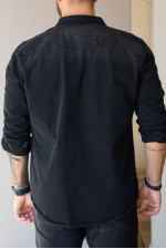 Ανδρικό μαύρο τζιν πουκάμισο με κουμπιά 182833