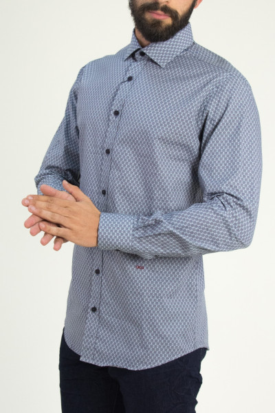 Ανδρικό λευκό πουκάμισο με μικροσχέδιο GioS 9507W18