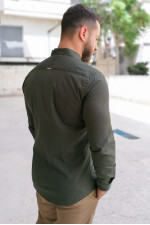 Ανδρικό χακί πουκάμισο Ben Tailor με μάο γιακά 1204W