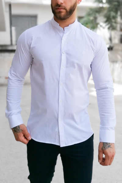 Ανδρικό λευκό πουκάμισο Ben Tailor με μάο γιακά 1204A