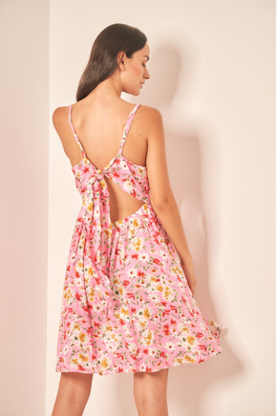Lipsy Γυναικείο ροζ floral φόρεμα 1210626