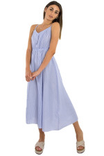 Γυναικείο μπλε ριγέ φόρεμα midi Benissimo 92884