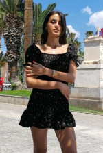 Γυναικείο μαύρο φόρεμα με σφηκοφωλιά E639