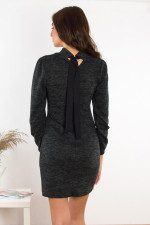 Γυναικείο μαύρο μάλλινο φόρεμα λουπέτο κορδέλα Benissimo  91936