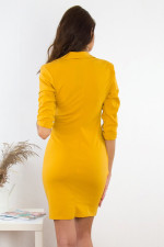 Γυναικείο ώχρα midi φόρεμα χιαστί χρυσά κουμπιά 2052610